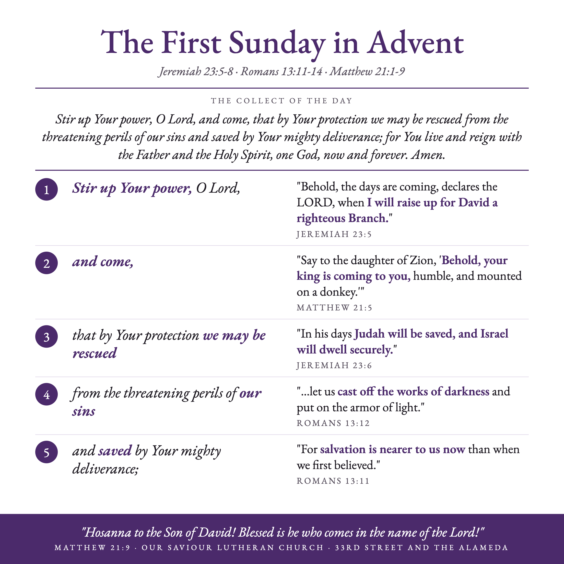 The First Sunday in Advent collect poster