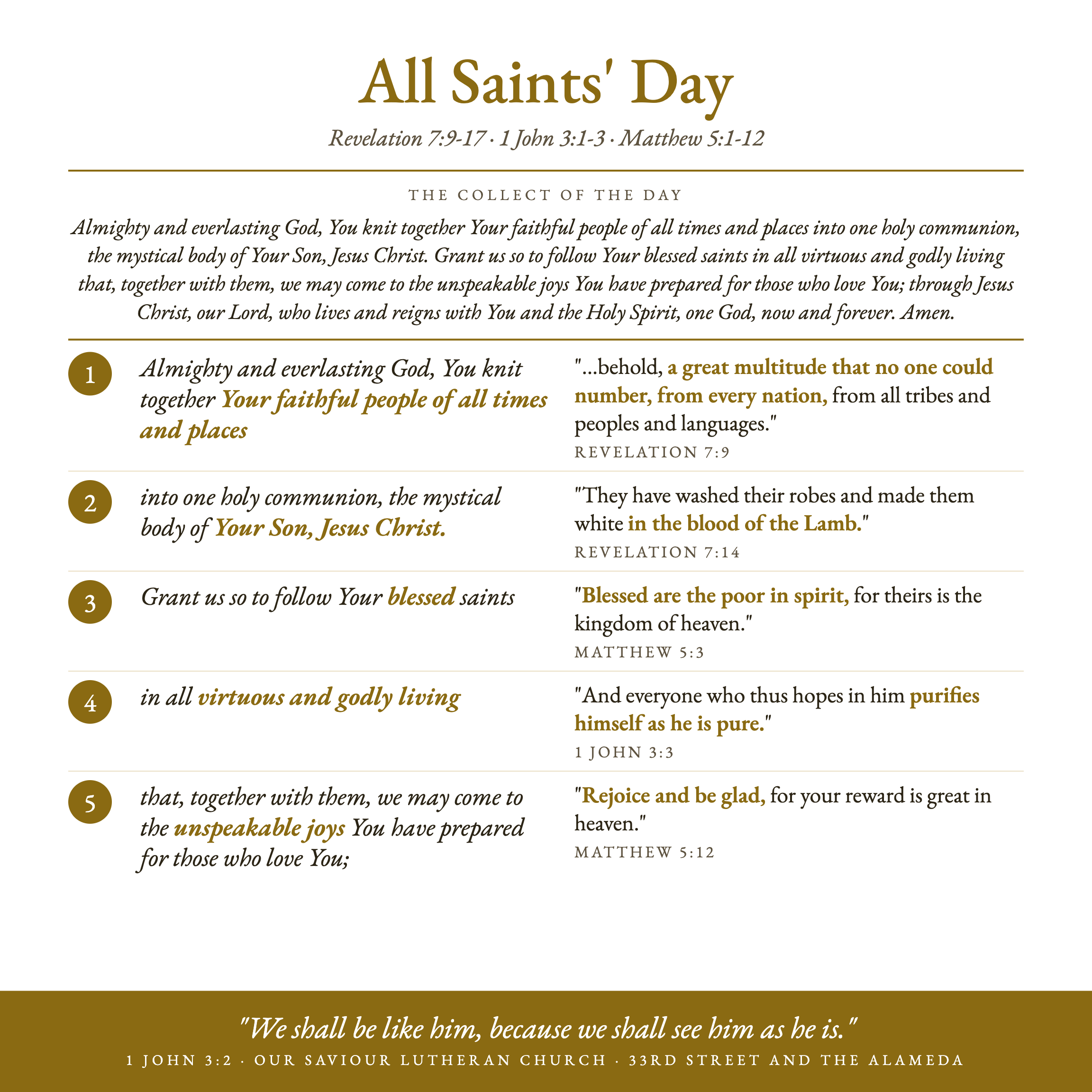 All Saints' Day collect poster